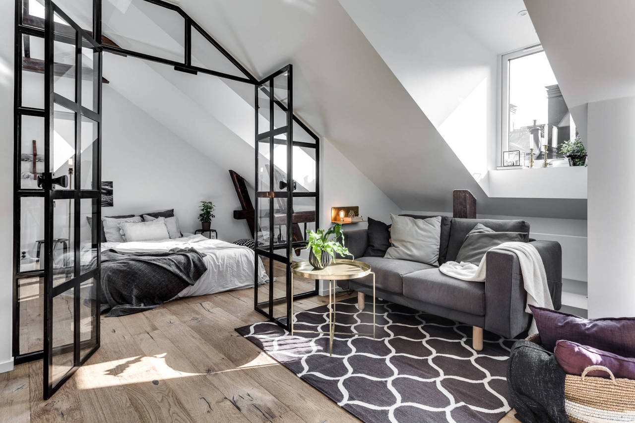 View of Breathtaking apartment with glass wall from Sweden - Loftspiration
