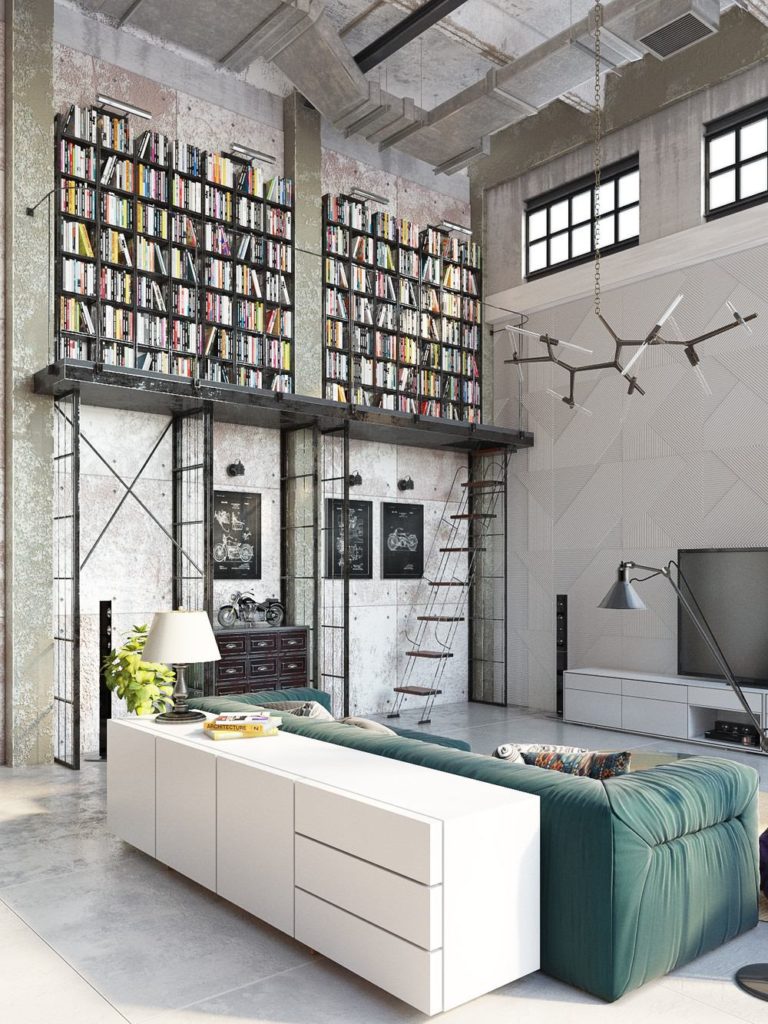 colorful industrial style apartment