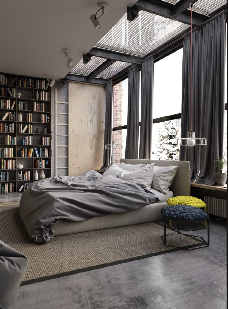 industrial style bedroom